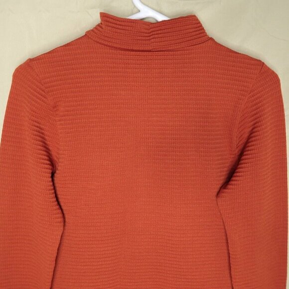 Aura Active Full Zip Jacket Stretch Waffle Burnt Orange Long Sleeve Womens S/M - Picture 7 of 11
